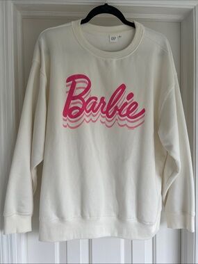Gap Barbie XL White Sweatshirt / EUC / NWOT / Barbie Logo / Oversized